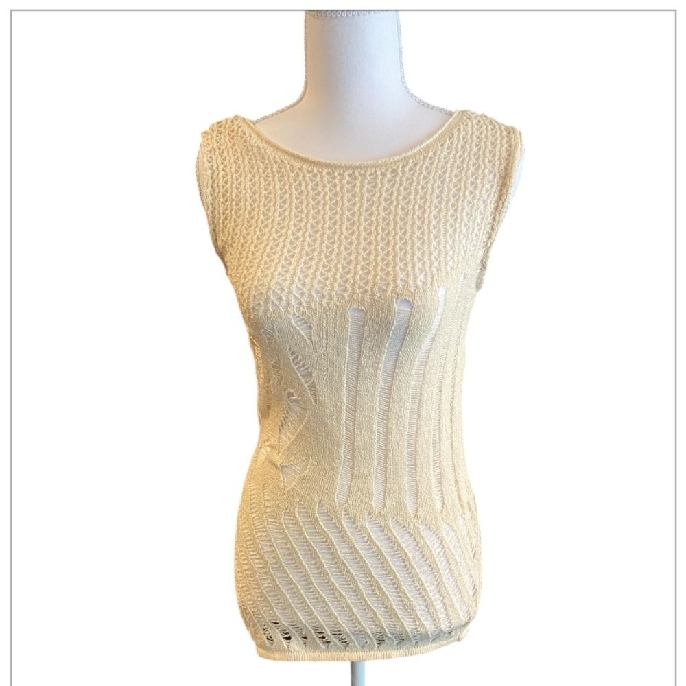 NWT ZARA WOMEN'S SIDE CUT OUT KNIT TOP CREAM/IVORY SIZE S